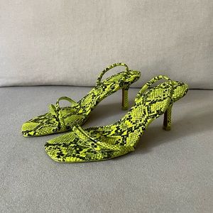 Neon Zara snakeskin heels